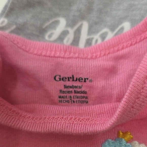 Gerber Baby Girl 3pc Bundle Onesies & Sleeper Pink Fox Love Gray Newborn Sleeper - Picture 2 of 8